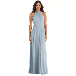 Nwot Women's After Six High Neck Backless Maxi Dress, Mist, 14  1545